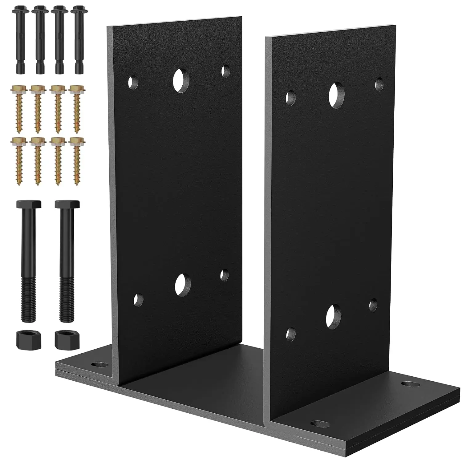 Adjustable 6x6  Base, Heavy-Duty Detachable  Bracket (2 pc) | Thick 10-Gauge Steel, Rust-Proof & Fade-Resistant  Anchor Bracket for Decks, Fences, Mailboxes, Gazebos, Pavilions