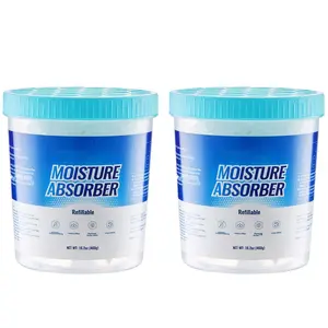 Moisture Absorber Bucket, 2-Pack, Hi-Capacity 16.2 oz Capacity per Bucket, 800 ml Storage Area, Reusable Outer Bucket for Long-Term Use, Fragrance-Free Design, Keeps Air Fresher and Drier