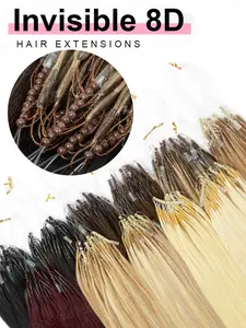 50pcs Invisible Nano Rings Hair Extensions, 100% Human Hair Loop Clips, 12-20 Inches, No Trace, Natural Look, Easy to Use