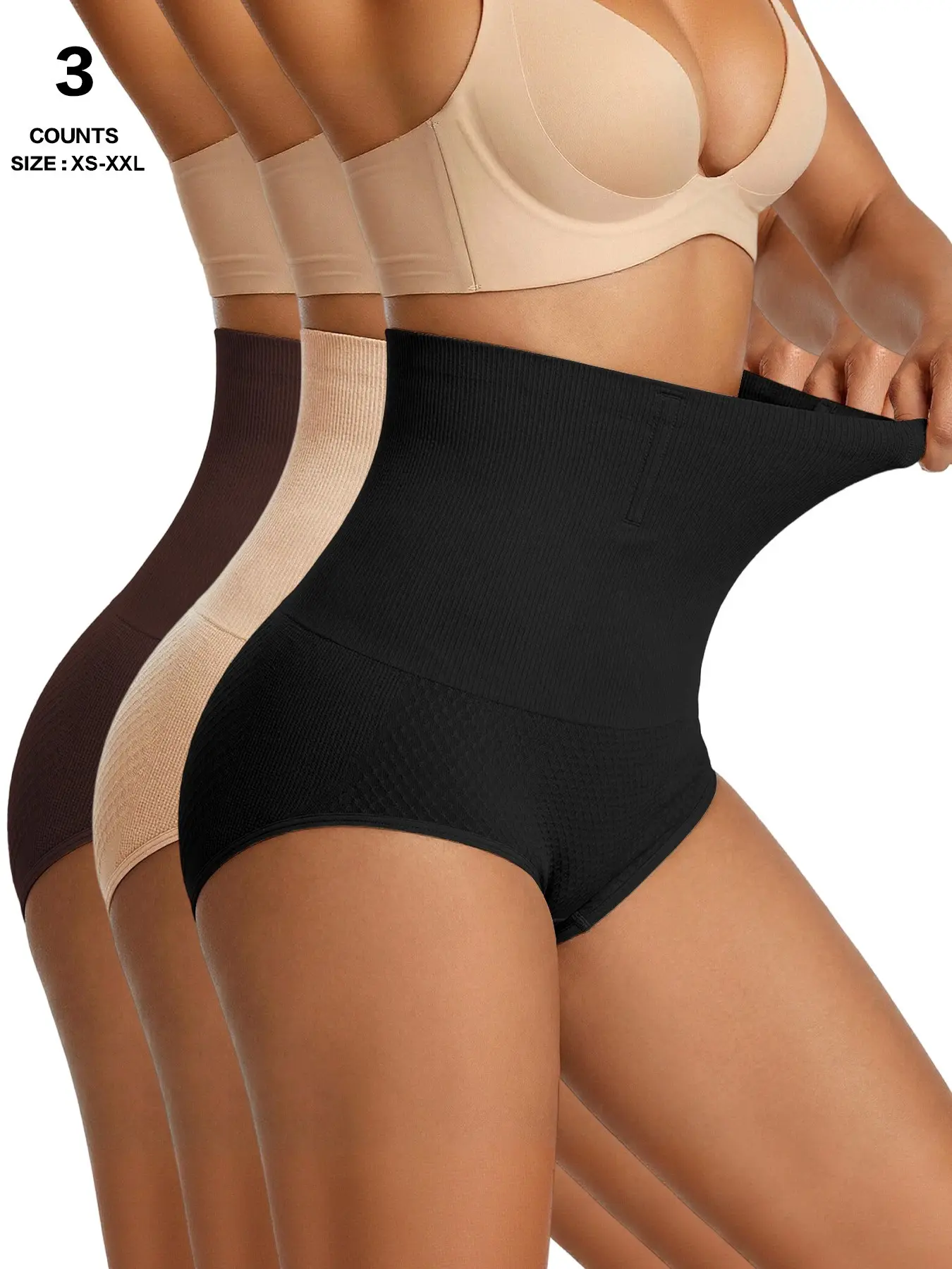 Women's High Waist Seamless Shapewear Panties, Invisible Stretch Tummy Control, Butt Lifter, Postpartum Recovery, Breathable, Anti Chafe, Smooth