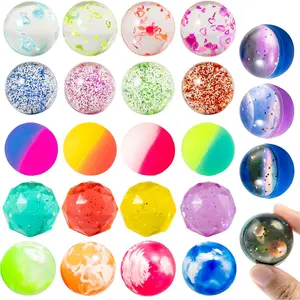 24 PCS Multistyle Bouncy Balls, 6 Styles 32mm Assorted Bouncy Balls Bulk with Storage Bag, Bounce Toys for Kids Party Favors Birthdays Gifts Goodie Bags Stuffers Carnival Prizesfidget toys