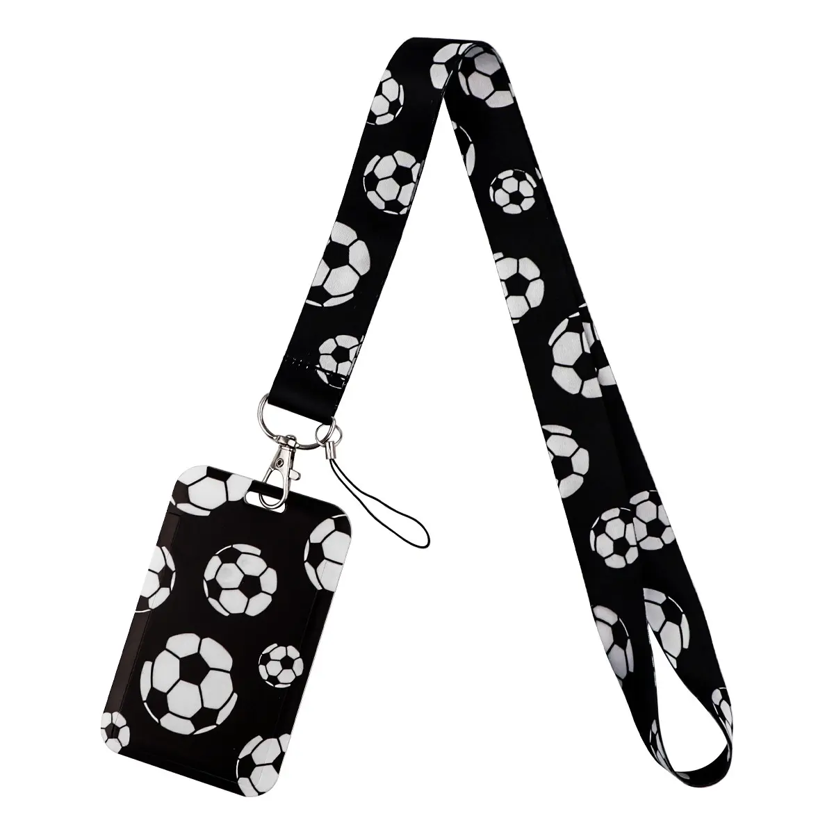 Black Cool Football Lanyard for Keys Chain Men USB ID Credit Card Cover Pass Mobile Phone Charm Neck Straps Badge Holder Key Ring Keychain Accessory