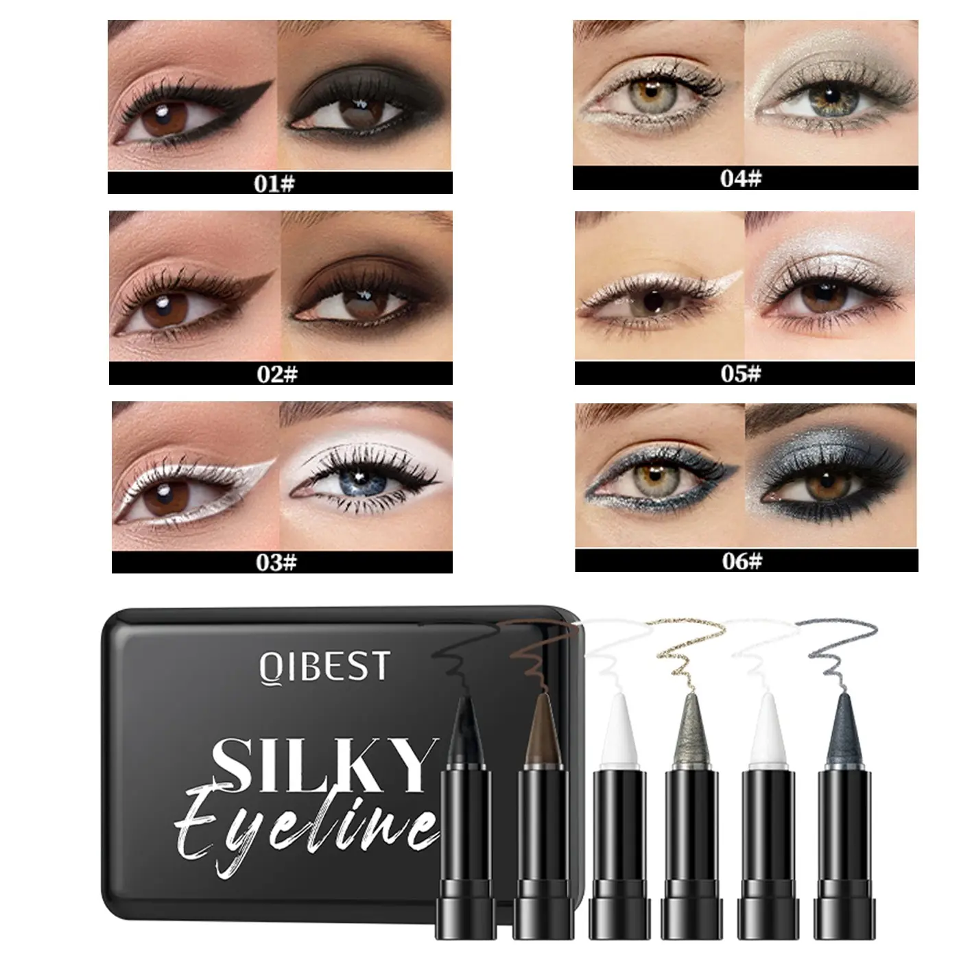 Waterproof Long-Lasting Eyeliner Balm, Matte Shimmer Quick-Dry Eye Liner Pen, Rich Color, Smudge-Proof, Smooth Multi-Use Eye Makeup Set