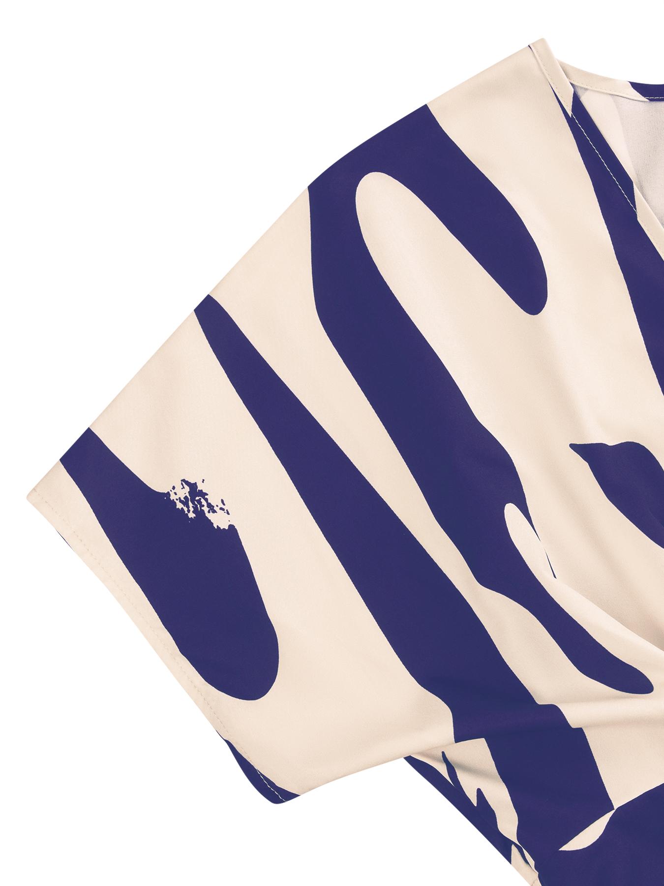 Women's Elegant Loose-Fit V Neck Short Sleeve Romper, Woven Fabric Wide Leg Pants, All Season Fashionable One-Piece Womenswear