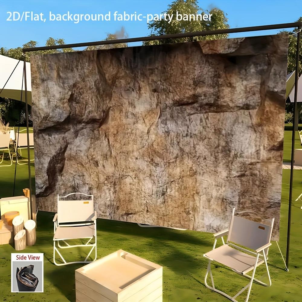 1pc 2D Flat Rustic Rock Wall Decor Backdrop - Natural Stone Texture Party Banner, Durable Polyester Fabric for Weddings, Birthdays, Bars & Home Decor, No Electricity Needed, Easy Setup, Festival Background, Tex