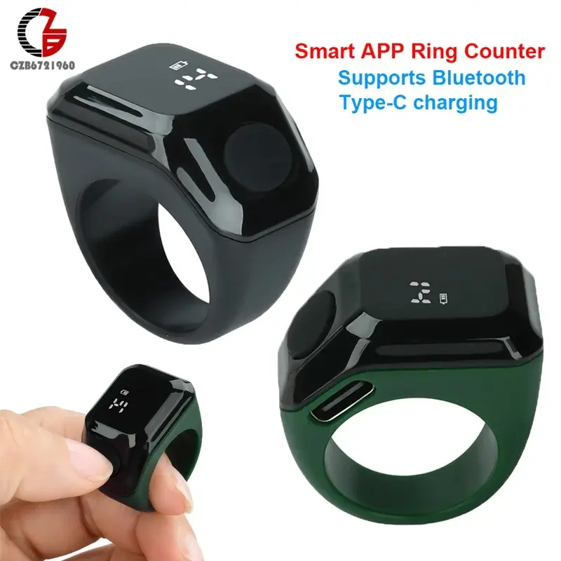 Smart APP Ring Counter LCD Digital Bluetooth Counting Muslims Zikr Ring Prayer Time Vibration Reminder Wearable Tally Counters
