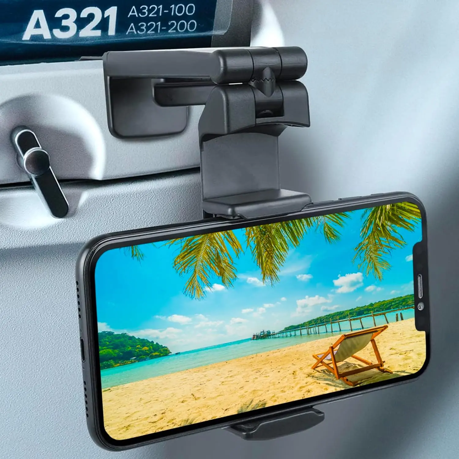 1x Airplane Phone Holder | Foldable 360° Rotation Mount | Travel essential gadget for planes, trains, work, , kitchen & video. , pocket-sized smartphone mount