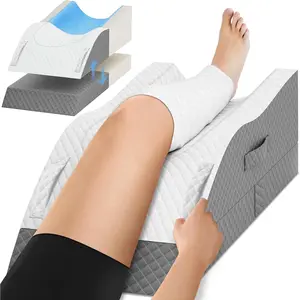 Elevation Pillows for Leg After Surgery, Memory Foam Adjustable Wedge Pillow for Injury or Rest, Ankle Pillow for Sleeping Blood Circulation, Grey/Single Leg