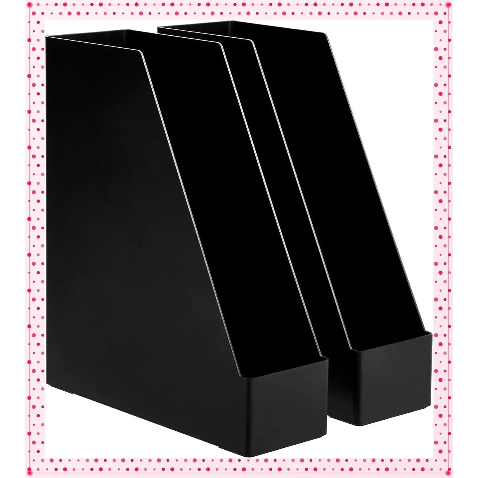2-Pack Plastic Desk Organizer Magazine Rack and File Holder, BlackGift
