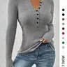 【Black Friday】Women's Plain Button-Front Ribbed Knit Top, Elegant Slim-Fit Long-Sleeve Round-Neck Sweater for Spring, Chic Knitwear for Daily Wear #GLOBAL PICKS