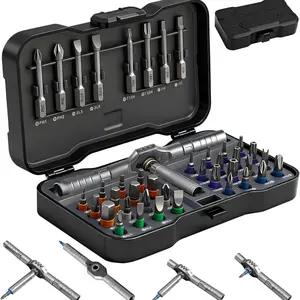 42Pcs Multi-Functional Precision Ratchet Screwdriver Combo, Stubby T-Handle Spanner & Flexible Driver Hardware Set, Cool Tool Gadget Gift for Men Dad, Screwdriver Sets