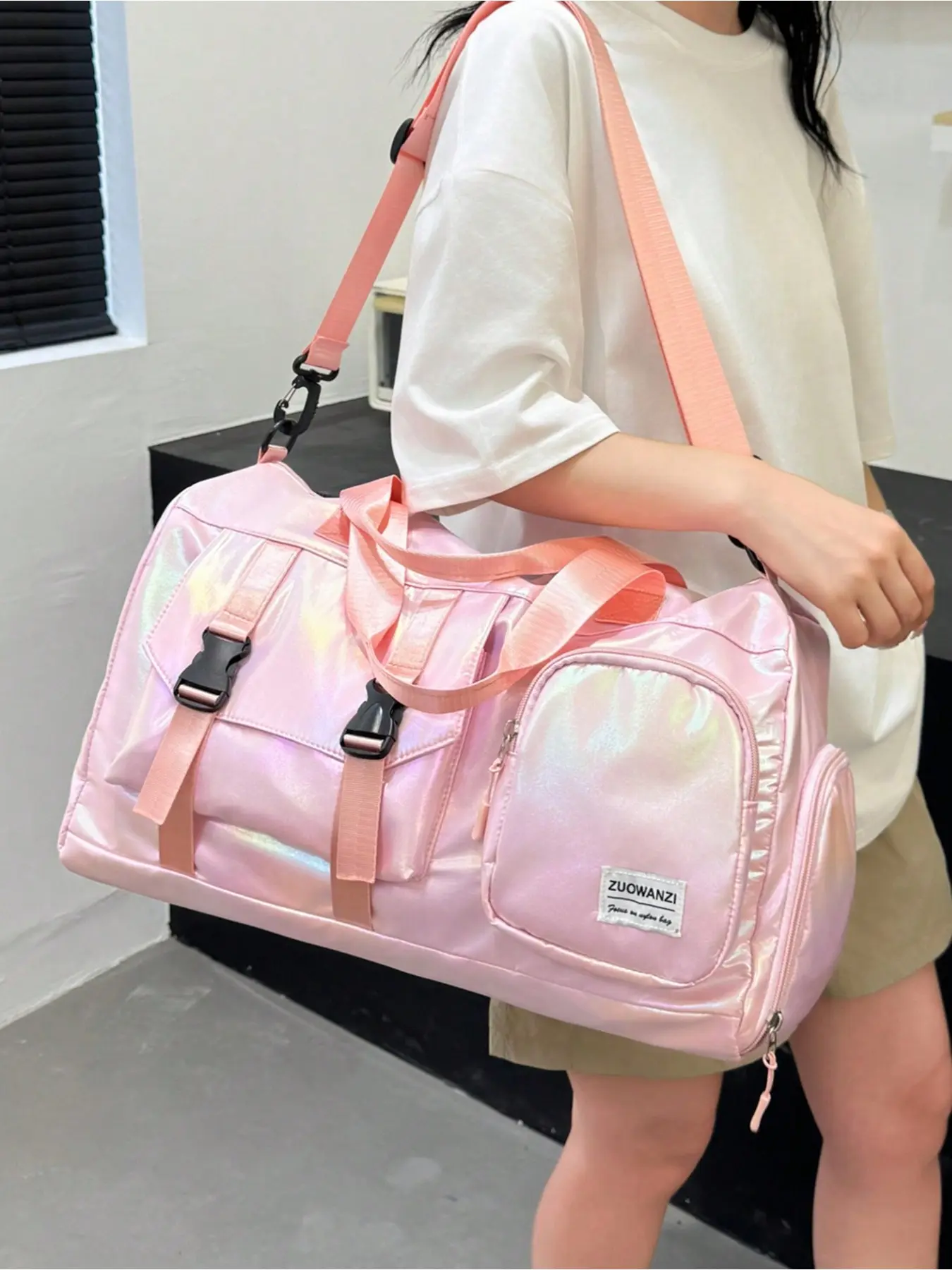 Fitness Bag, Yoga Crossbody Bag, Waterproof Oxford Fabric, Shoe Compartment, Wet Clothes Pocket, Unisex, Travel, Gym, Swim, Business Trip