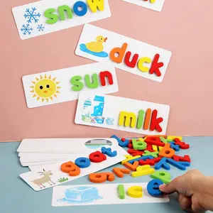 Spelling Game Learning Toys, Wooden Abc Letter Flash Cards, Letter Shape Matching Word Puzzle, Educational Development, Preschool Montessori Stem Gift, Learning Set