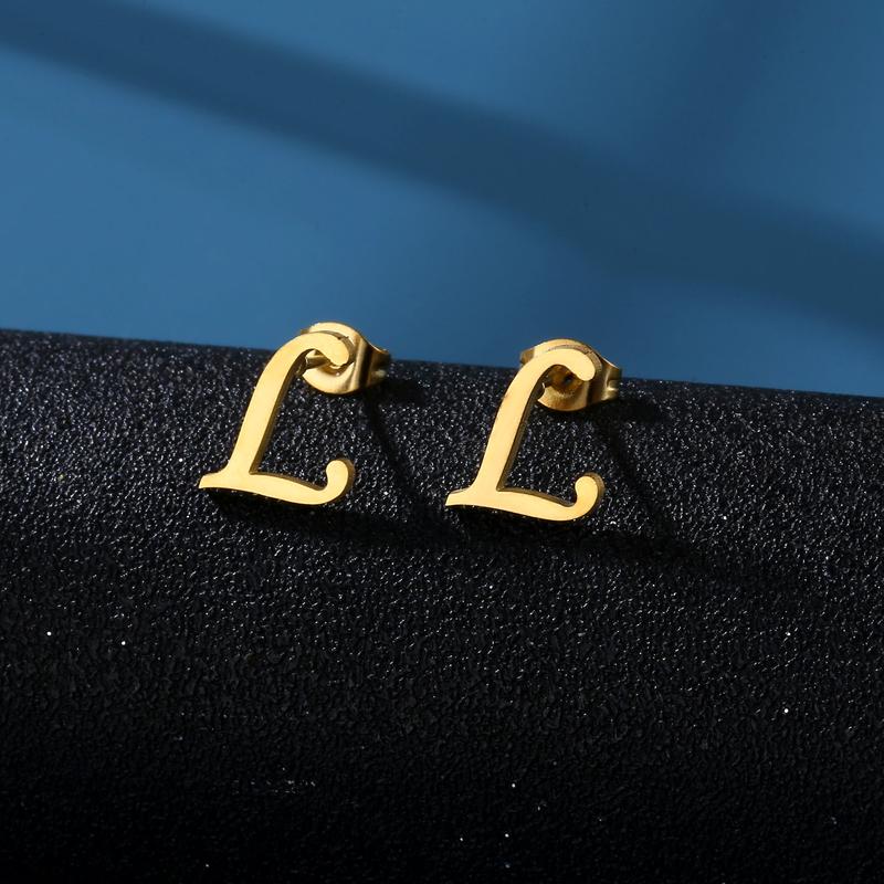 1 Pair Initials Earrings Stainless Steel 26 English Letters Personalized Letter Earrings for Men And Women Valentine'S Day Mother'S Day Thanksgiving Birthday Souvenirs