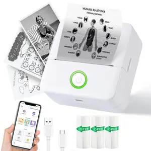 Portable Mini Printer, 1 Set USB-Powered Wireless Label Printer with Paper, Small Pocket Sticker Printer for Notes & Children's DIY Crafts, Compatible with iOS & Android, Portable Label Maker