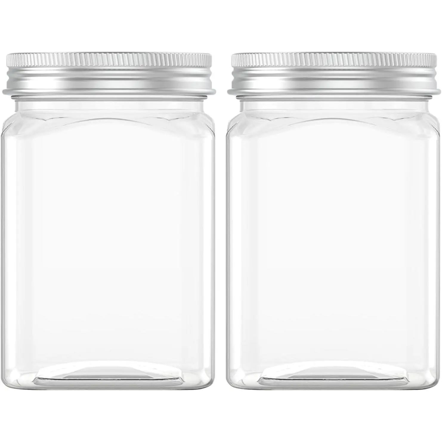 24 Oz Clear Plastic Jars 720mL Plastic Containers for Kitchen 2 Pack |  Empty Storage Jars with Lid for Household and Kitchen Organizing