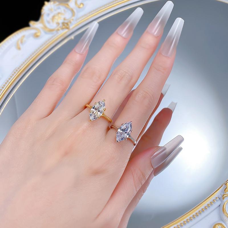 S925 Marquise Ring 7*14mm 6A Cubic Zirconia Ring Plain Circle fashion jewelry accessory woman girl promise ring-103(20%)