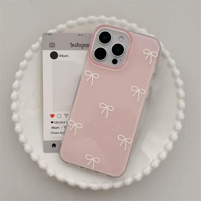 Bow Pattern Phone Case, Decorative Phone Protector Cover Accessories Compatible with iPhone 11, 12, 13, 14 and 15 Pro Max, Protective Casing