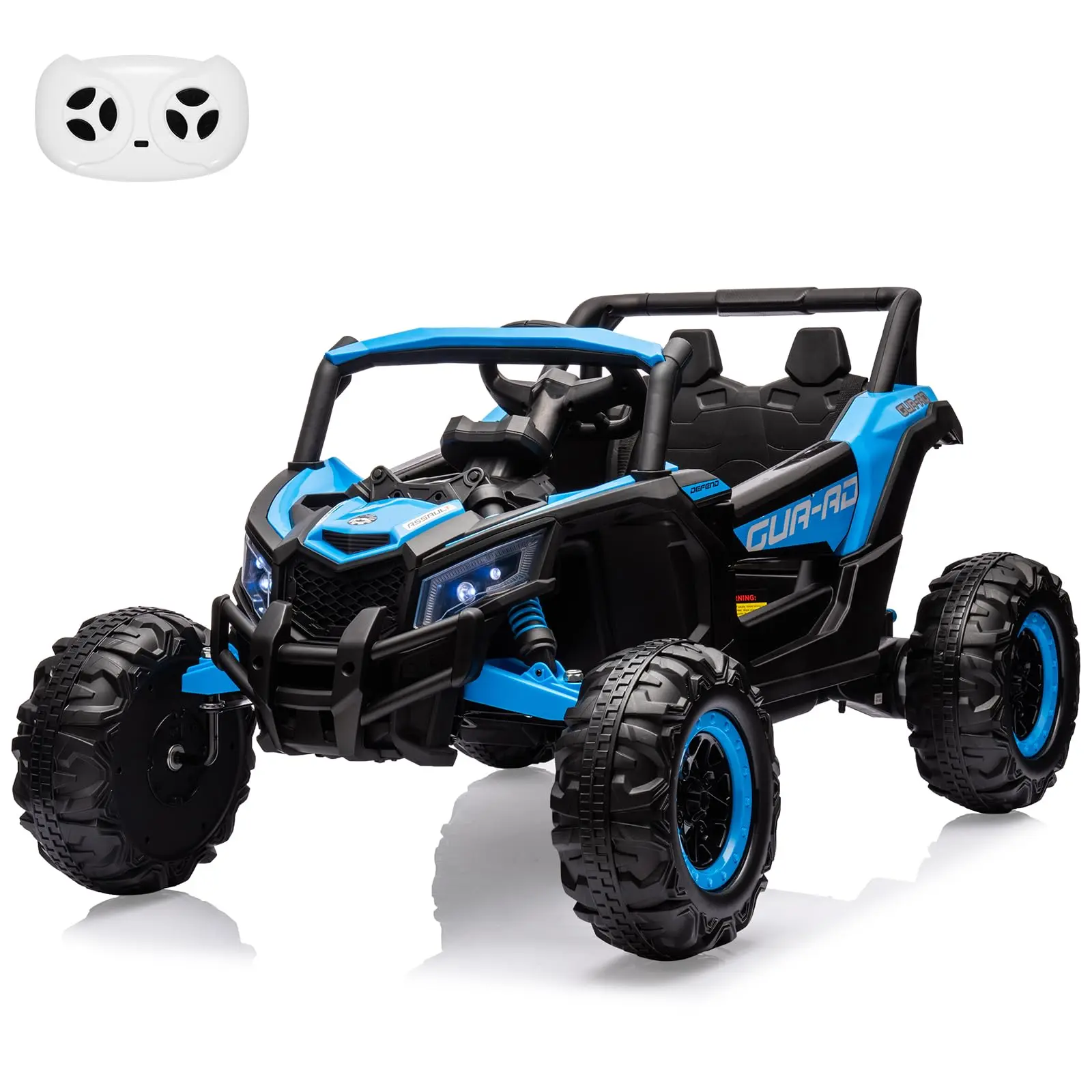 24V Electric Off-Road UTV Vehicle with 2-Seater Capacity, 200W Motors, Remote Control, Durable Metal Frame, Shock Absorption, Low Battery Indicator, and Charger Included