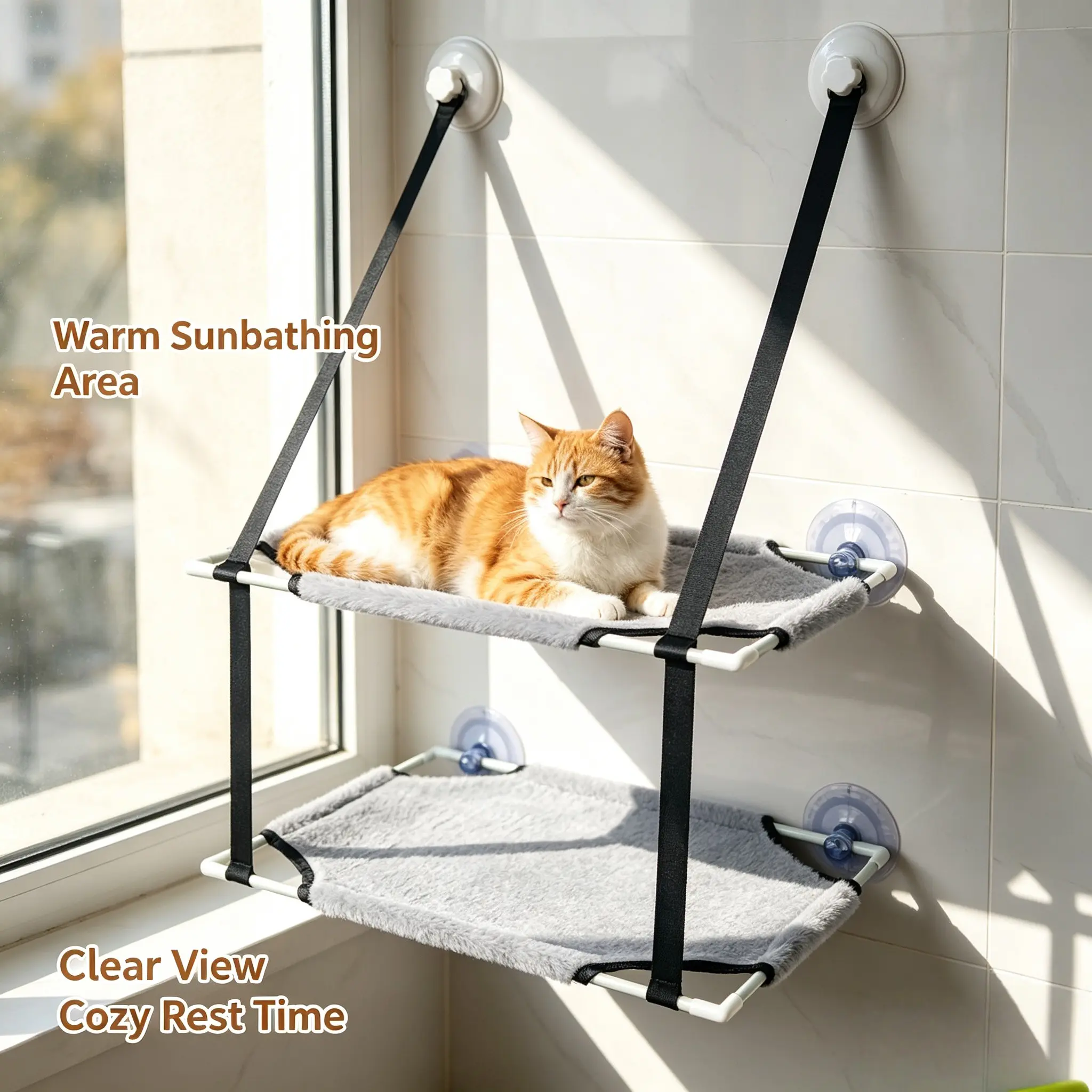 Cat Window Hammock, Indoor Cat Perch Bed, Pet Resting Bed for All Sizes, Comfortable Cat Furniture, Ideal for Small Cats