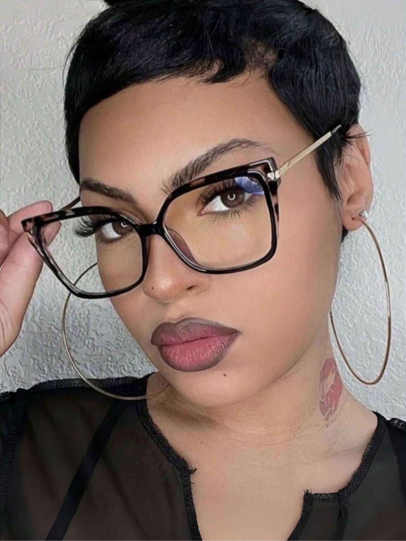 Vintage Cat Eye Frame Eyeglasses, Trendy Casual Eyeglasses for Women & Men, Fashion Eyeglasses for Work, Daily Clothing Decor, Perfect for Student Daily Use