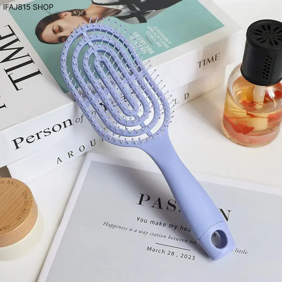 Curved Vented Detangling Hair Brush, Wet & Dry Hair Comb for Fast Pain-Free Detangling, Anti-Tangle Massage Brush for Thick Curly Long Hair, Blow Dry Styling Hairbrush for Women, Men & Kids, Salon-Style Hair Care Tool for Shower, Home & Travel Use