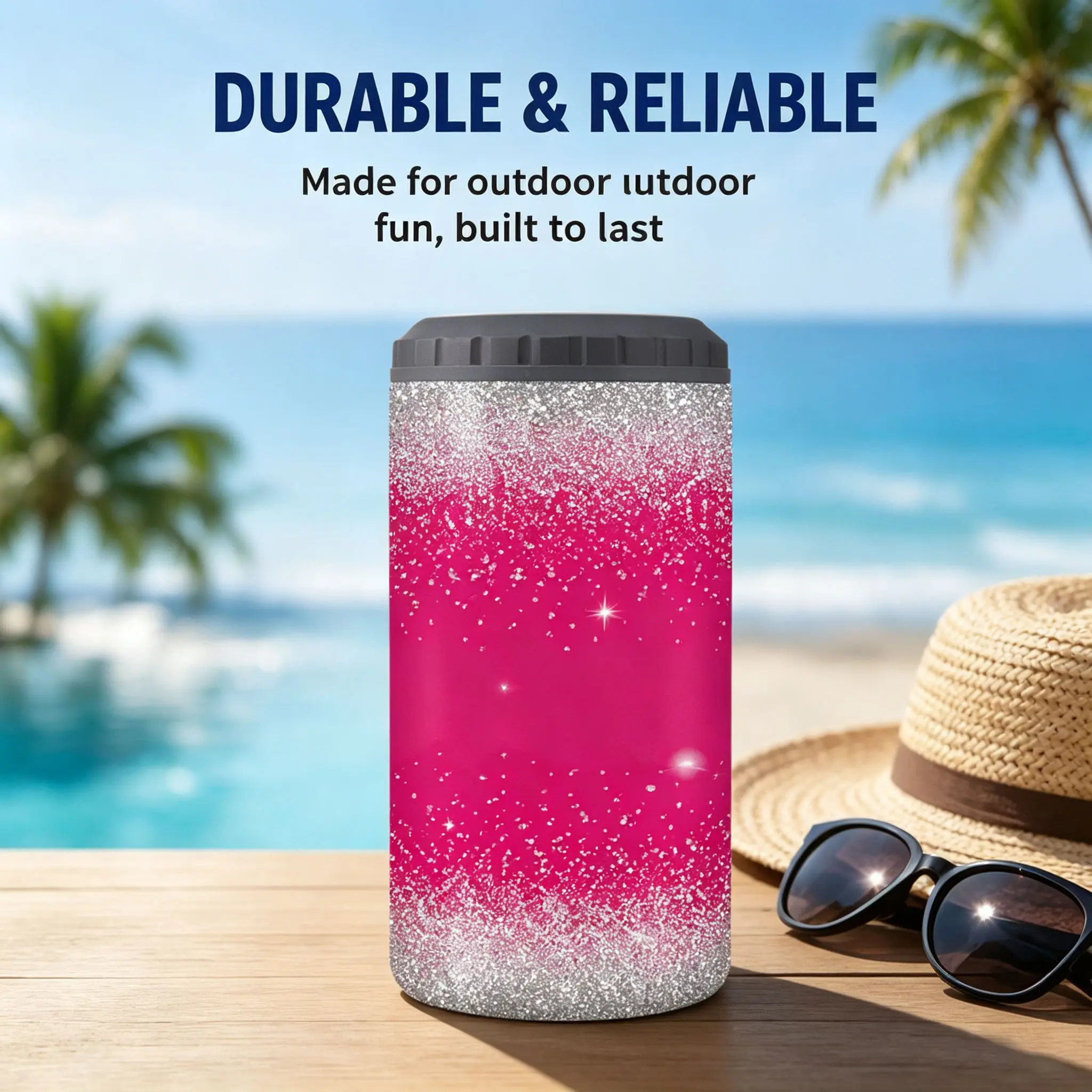 1pc/12oz/350ml,Slim Can Cooler,Insulators,Doucle-Walled Stainless Steel Insulated Slim Cans,2-in-1 Insulated Can Cooler Cup,Sparkling Party Glitter Decor for Festive Gifts,Perfect For Birthday And Spring Parties,Easter Gifts,Gifts For Couples