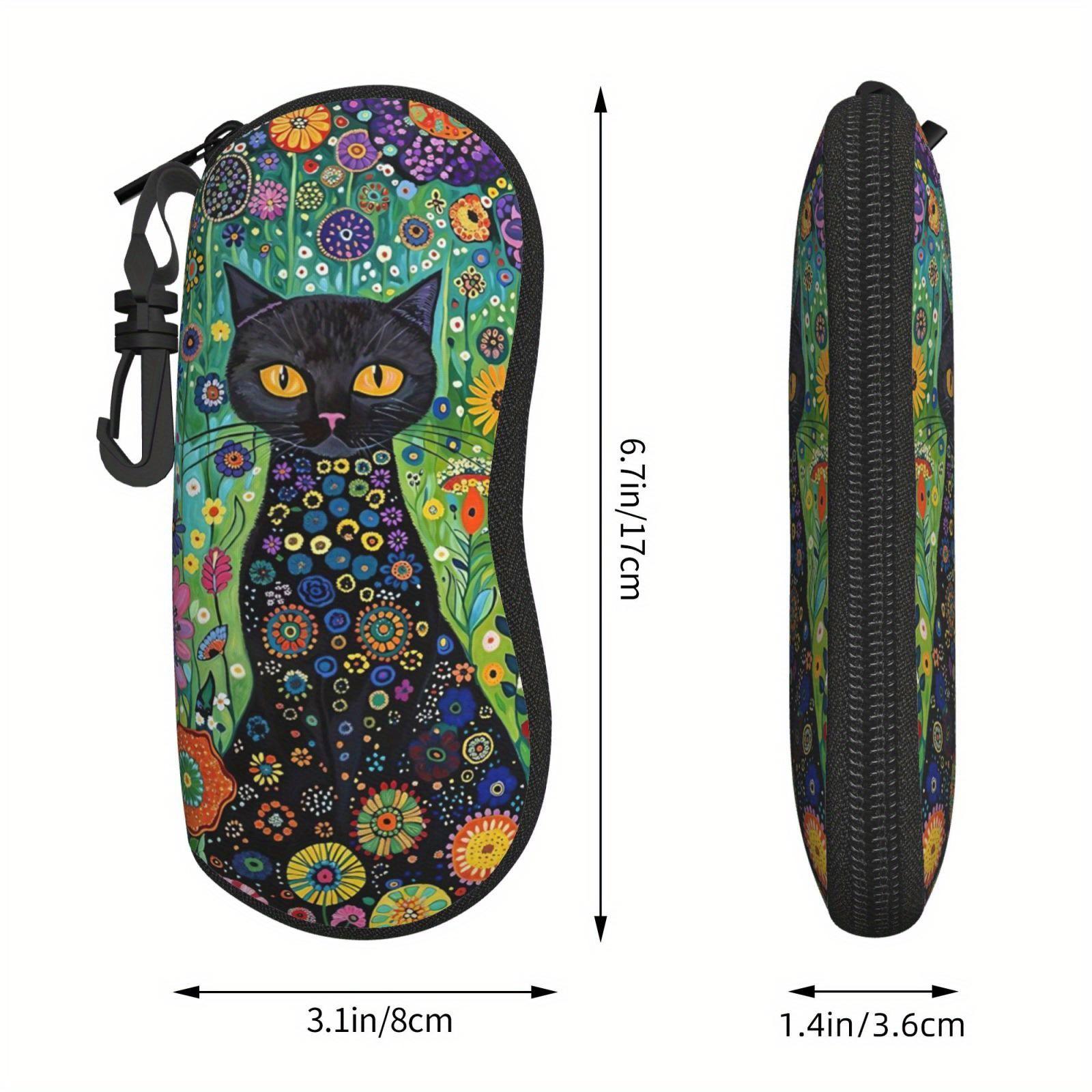 Black Cat Printed Glasses Case Portable Storage Box for Women Daily Use Perfect Gift for Her