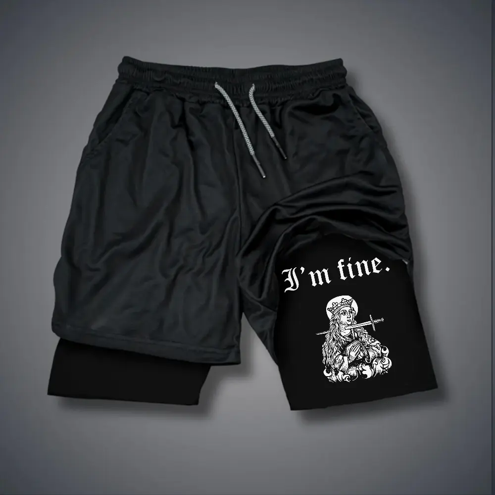 Double-Layer Sports Shorts Graphic Shorts Black Shorts Camo Shorts Streetwear Shorts Men Outfits Men Short Shorts Vacation Outfits Shorts