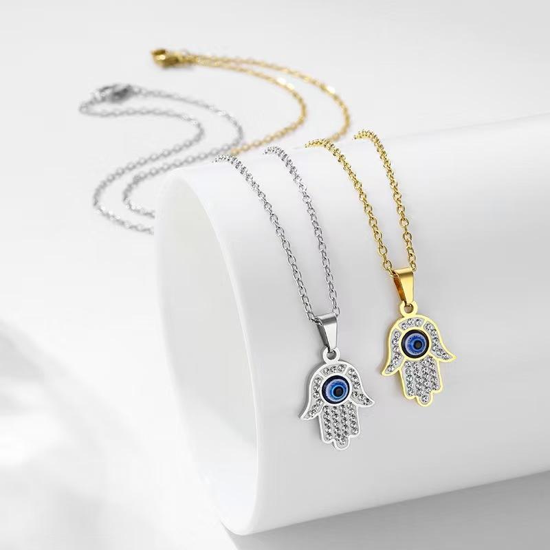 Refund Policy for New Fashion Evil Eye Necklace with Diamond-Encrusted Hand Pendant - Fama's Hand Simple Jewelry