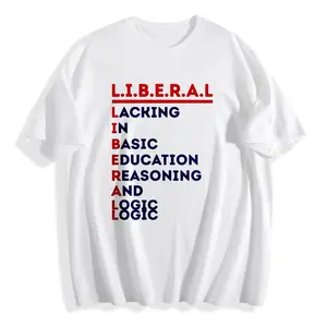 L.I.B.E.R.A.L. Acrostic Tee | Political Satire T-Shirt Casual Streetwear Top Round Neck Tshirt，100% Cotton Unisex T-Shirt S-5XL