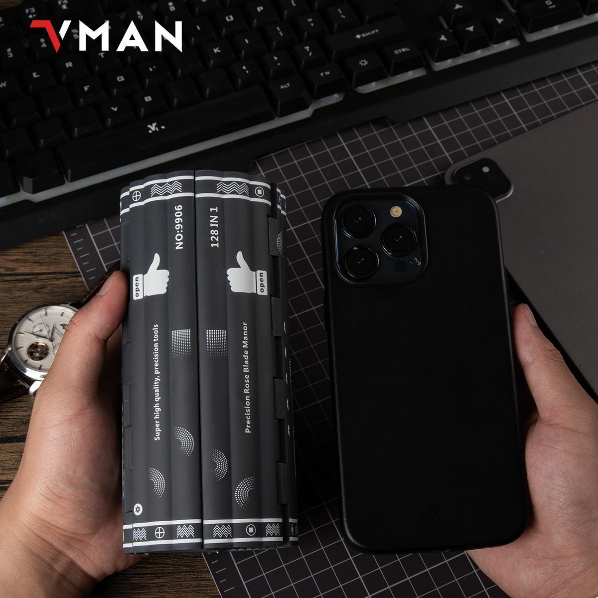 Vman Precision Multifunctional Screwdriver Set, 128-Piece Multi-Tool Kit with S2 Magnetic Bits, Portable Repair Tool Set for Computer, Phone, Watch, Electronics