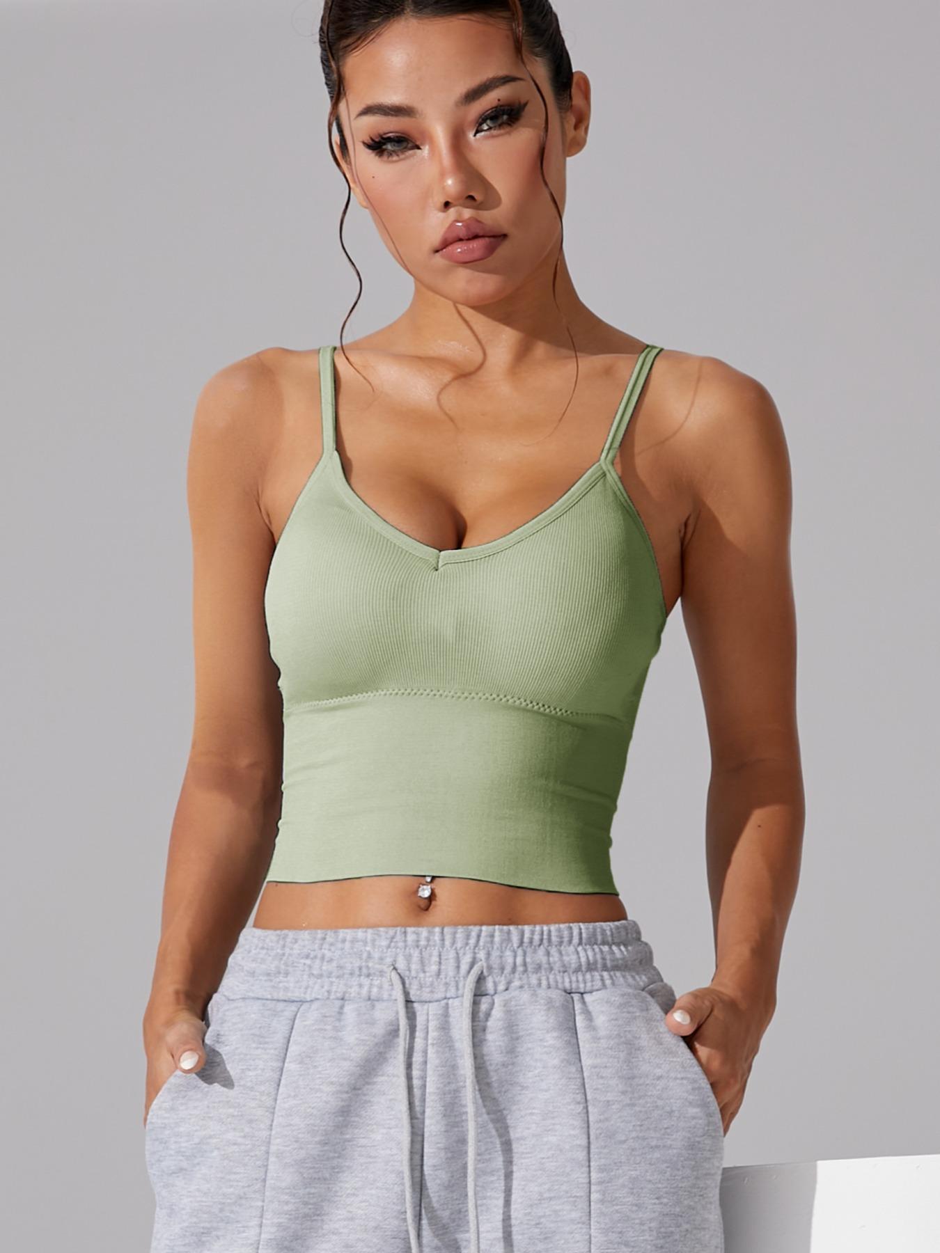 Women’s B1069-1 Sports Vest, Plain Color Tight Fit V Neck Tank Top for Outdoor Running, Fitness, and Yoga Top, Gym Tops