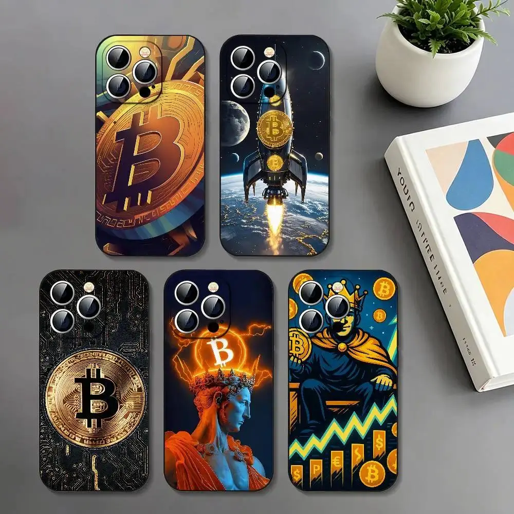 Bitcoin Artistic Prints Phone Case - Slim, Black, High Detail, Lightweight, Shockproof Protective Cover for Multi-Model iPhone 11-17 Pro Max/Plus & Samsung Galaxy S23-S25 (iPhone & Galaxy Compatible)