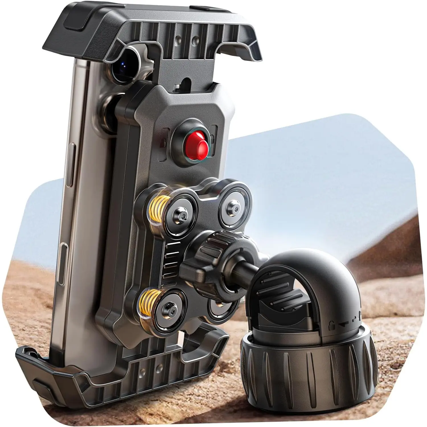 Anti-Shake Motorcycle Phone Mount - Motorcycle Accessory, 2026 Dual Vibration Dampener, Universal Bike Phone Holder for iPhone 17/16/15/14/13 Series & Android 4.7-7", Handlebar Mount for Bicycle/Motorbike/Scooter