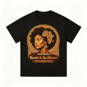 Women's Roots & Resilience Juneteenth Graphic T-Shirts - African Map Tribal Pattern, Black Queen Design, Kente Ethnic Art, Black History Premium Cotton Casual Sports Top