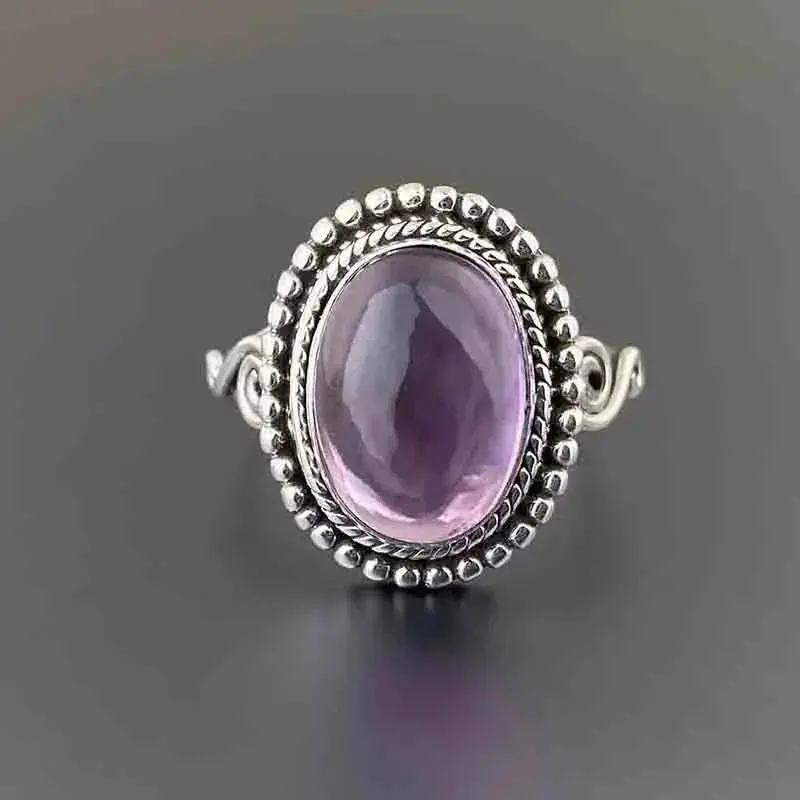 Elegant Unisex Amethyst Pattern Ring with a Vintage Design, Perfect for Banquet and Formal Events, Sizes 6-10