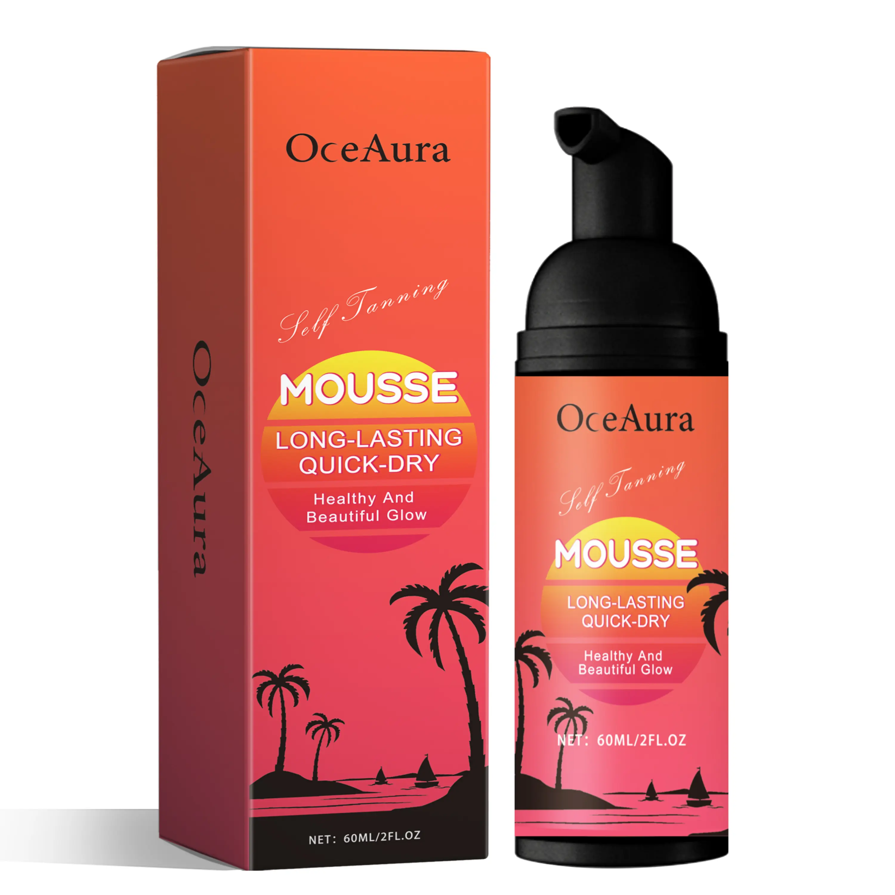 OceAura Self Tanning Mousse, Hydrating Body Bronzing Mousse, Natural Golden Glow Self Tanner for Smooth Sun-Kissed Skin