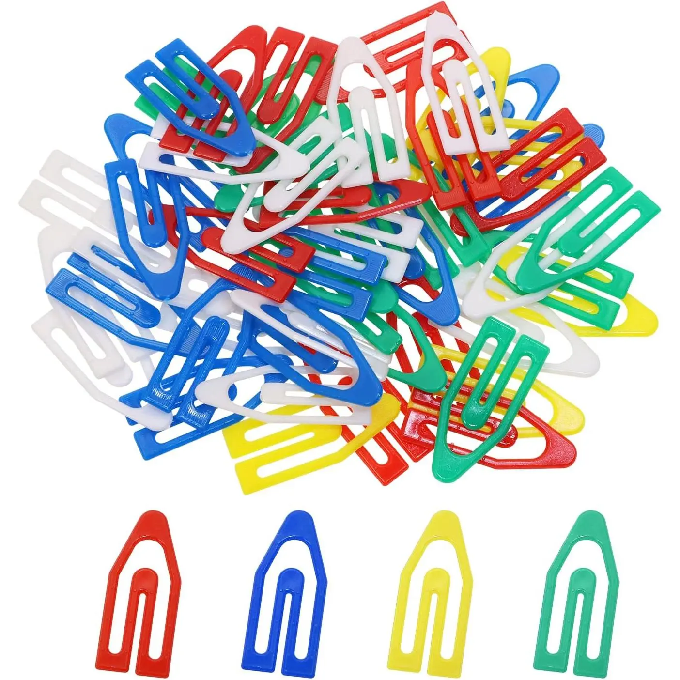 50 count Plastic Paper Clips Bookmarks Smooth Colored Paperclip Clamp for Scrapbooking Planners Notebook Travel Photos Documents Crafts Teachers School  Office Supplies,25mm, Boat Shape