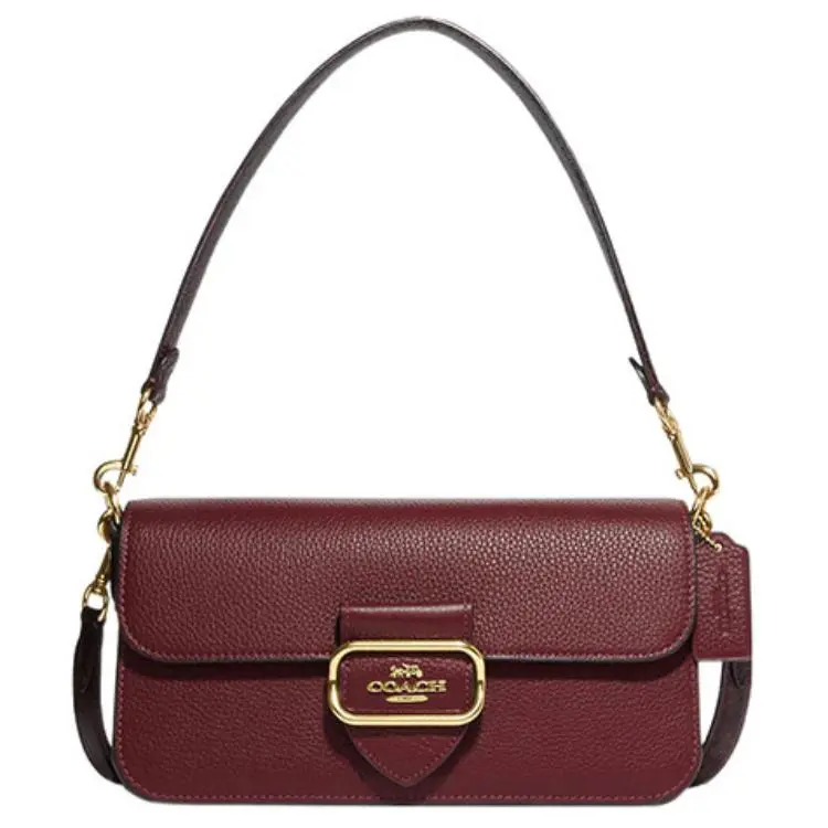 COACH Morgan 27 Snap-Clasp Removable Strap Leather Handbag for Women, Crossbody and Shoulder Bag in Cherry Red