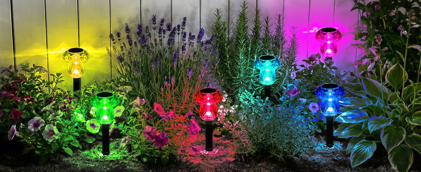 Solar Pathway Lights Outdoor 8 Pack Mushroom Garden Lights Waterproof Solar Powered Yard Lighting for Landscape, Driveway, Path, Walkway, Patio, Outside Garden Decorations, Color Changing
