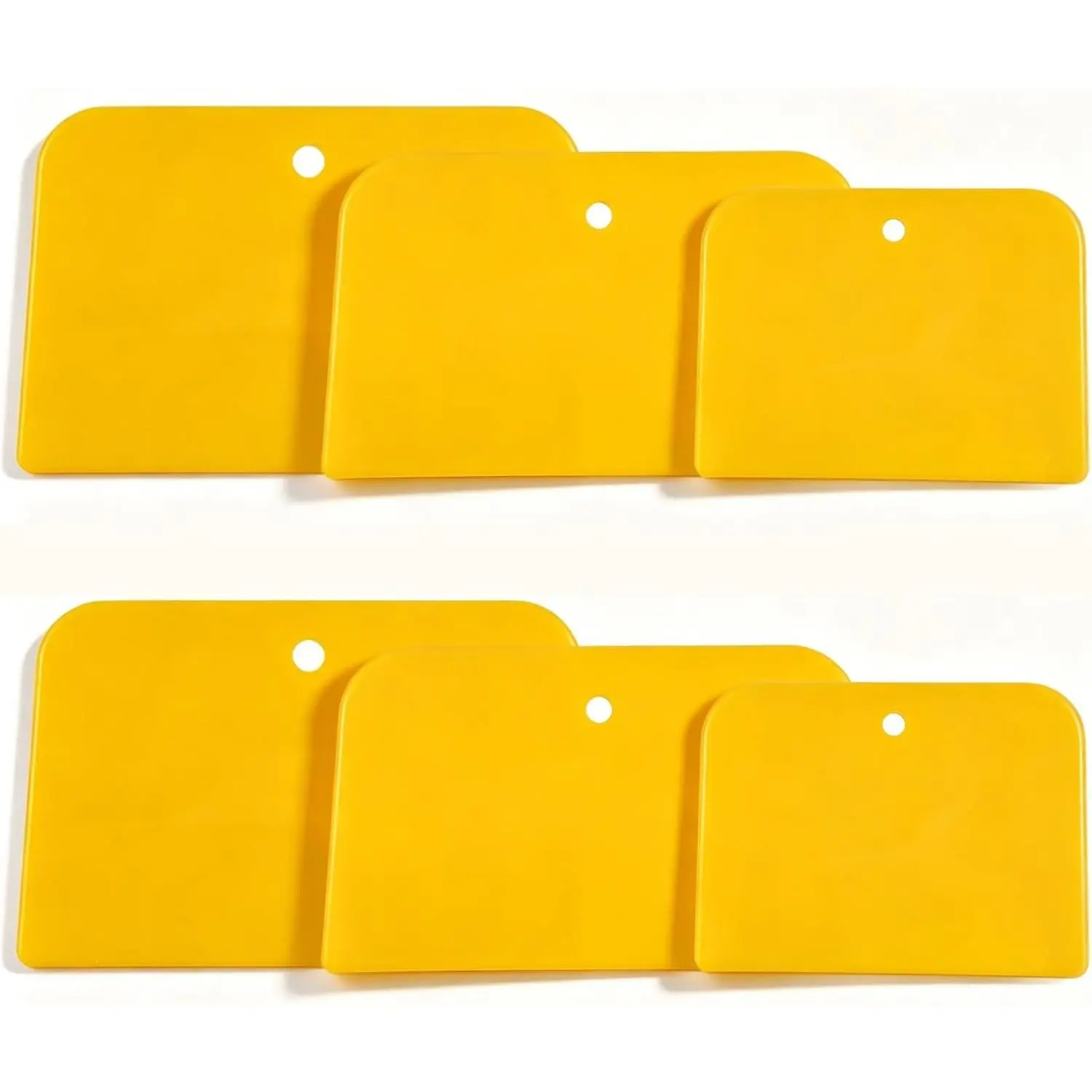 6 count Flexible Plastic  Filler Spreaders,  Auto  Repair Putty Scrapers, 4/5/6 Inch Curved Surface Applicator for   Filler, Putty, , Caulk and  Wall Repair