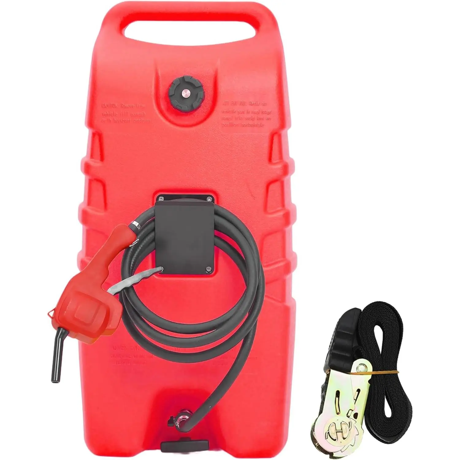 14 Gallon Portable Gas Caddy with Pump & Wheels, 53L Fuel Tank for Gasoline Diesel Kerosene, Heavy Duty Fuel Container for Boats Trucks Lawn Mowers & Generators, No-Spill Siphon Handle, Emergency Fuel Storage with 2 Shut-Off Valves, Red