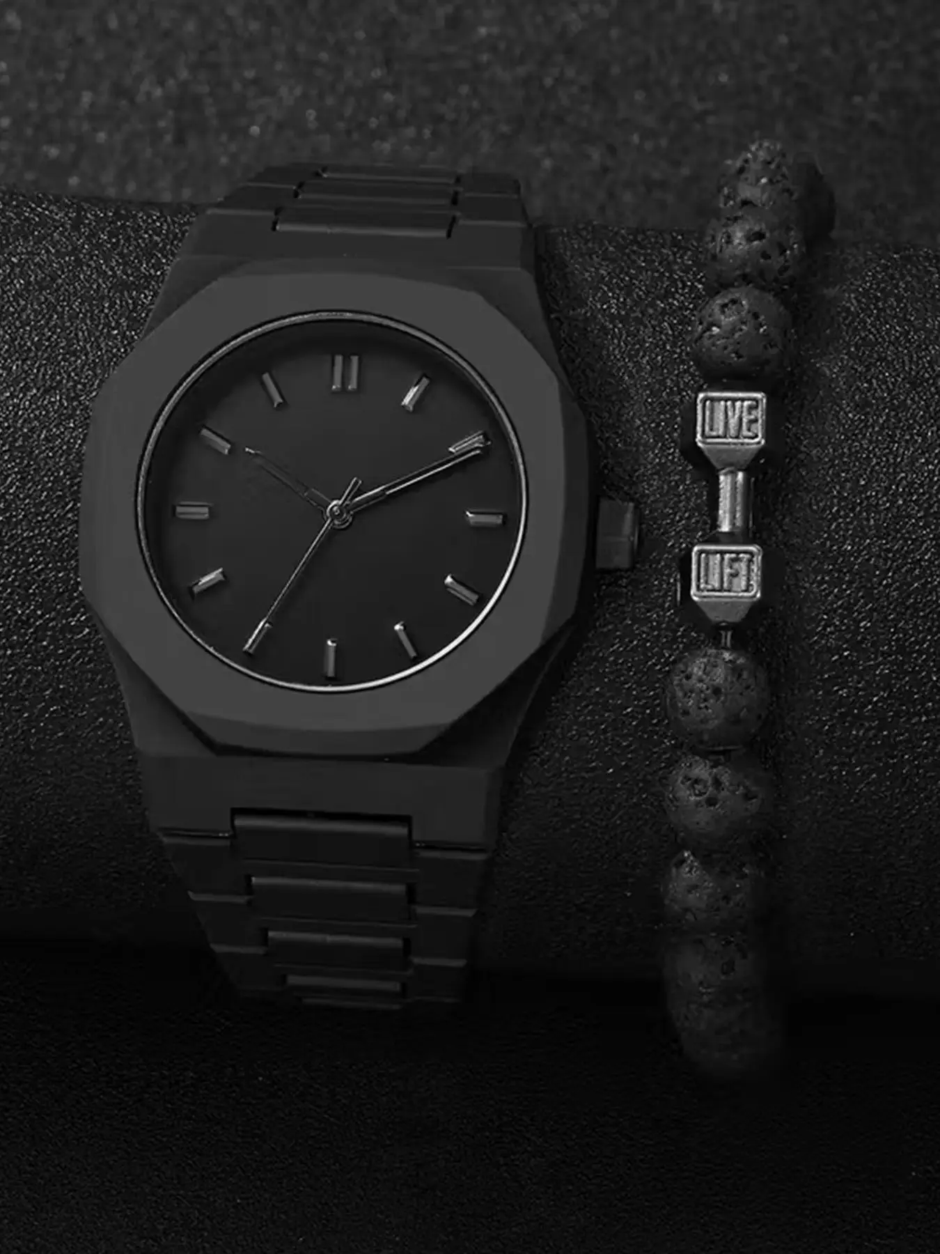 Men's LED Electronic Exquisite Watch Set, Trendy Wristwatch, fashion wristwatches, Fashionable Watches, Square Gold Analog Dial, Plastic Case, Holiday Style, Perfect Gift for Boyfriend