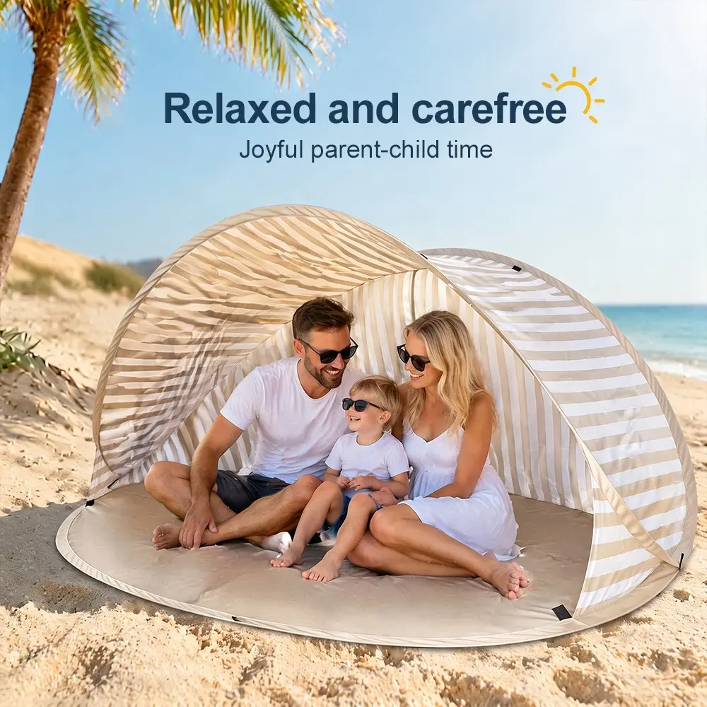 Instant Pop Up Beach Tent, UPF50+ UV Protection Outdoor Sun Shade Canopy, No Assembly Lightweight Portable Popup Shelter for Beach Park Lawn Picnic, Family Kids Camping Sun Shelter