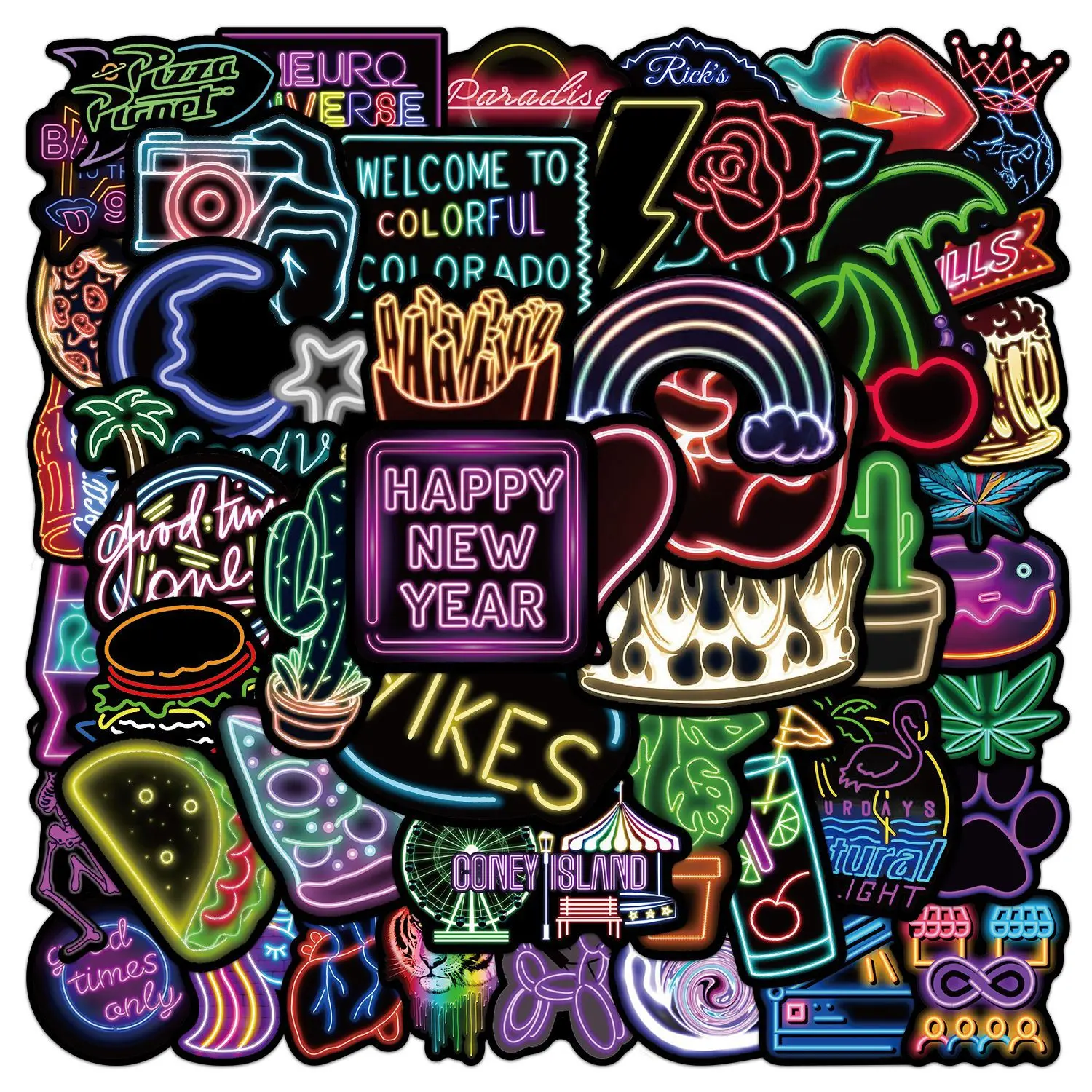 50pcs Neon Stickers, Office Stickers, Suitable for Scrapbooks, Diaries, Laptops, Water Bottles, Cars, Etc. A Gift with A Positive Message and A Design Based on Faith.