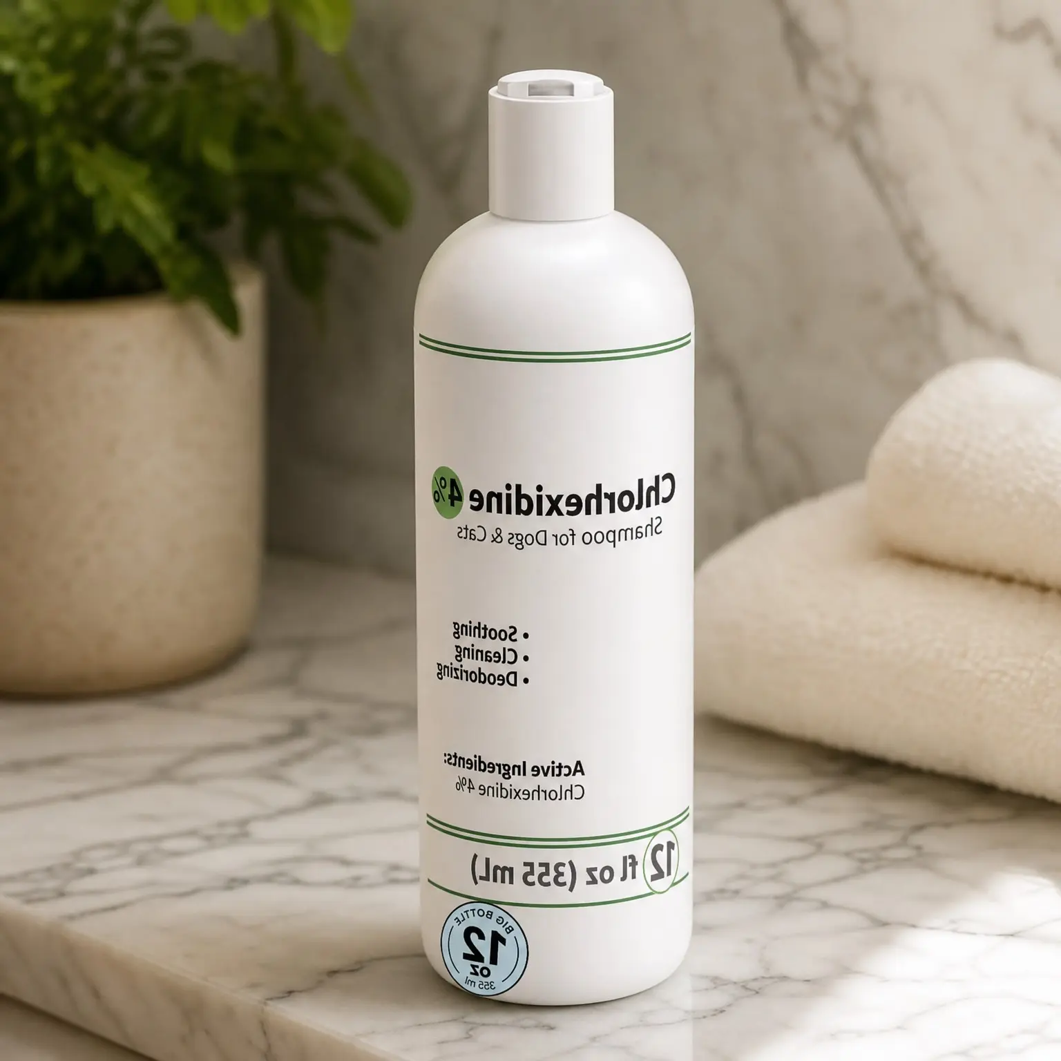 Chlorhexidine 4% Topical Shampoo for Dogs, Cats & Horses with Aloe for Cleansing – 12 ozGift