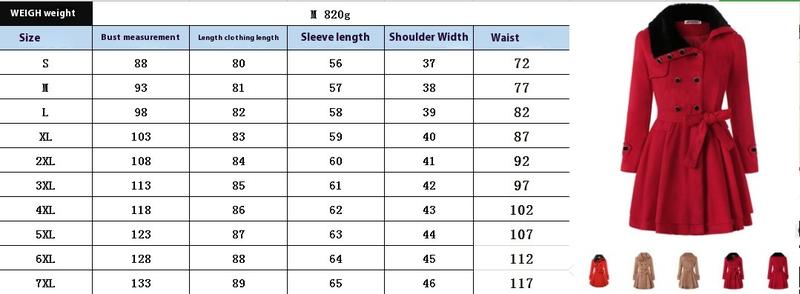 BIGWIG women's autumn and winter classic long wool trench coat with belt, casual office wear, business jacket, double-breasted lapel winter scalloped hem jacket, long trench coat parka, autumn and winter fashion retro style