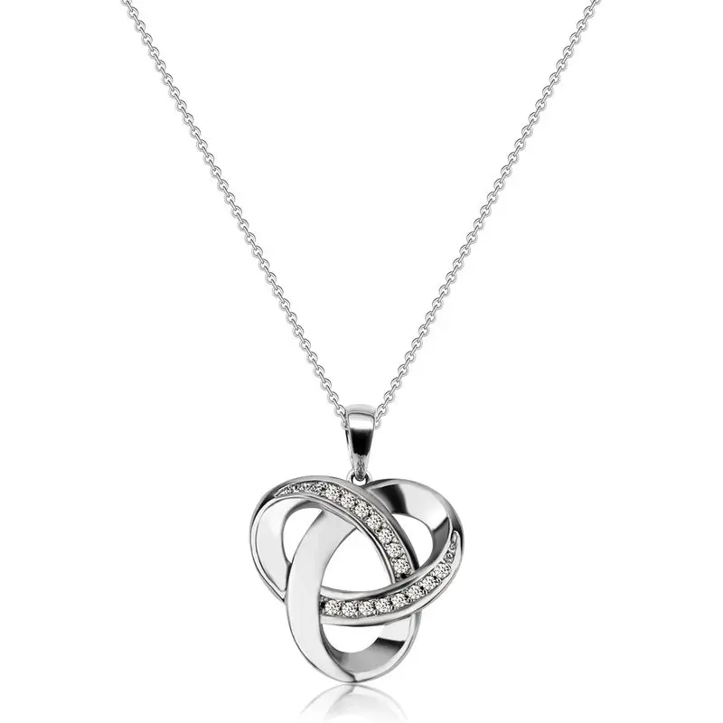 Sterling Silver Diamond Accent Love Knot Pendant Necklace, Forever Love Knot Infinity Necklace for Women