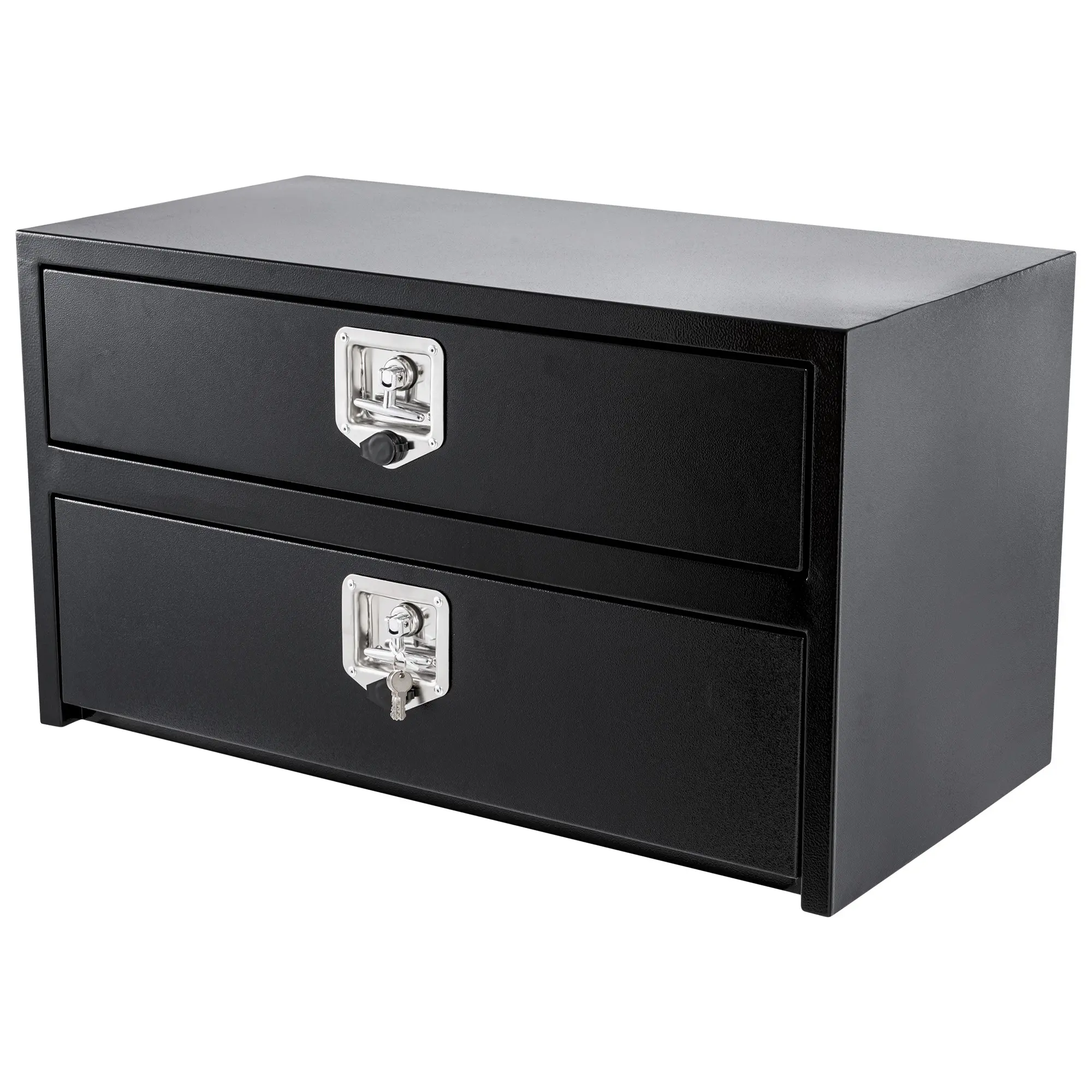 48" Metal Truck Tool Box, 2 Tier Tool Chest Organizer with Lock & Keys, Underbody Truck Box, Waterproof Truck Bed Toolbox for Pick Up, Deck Box